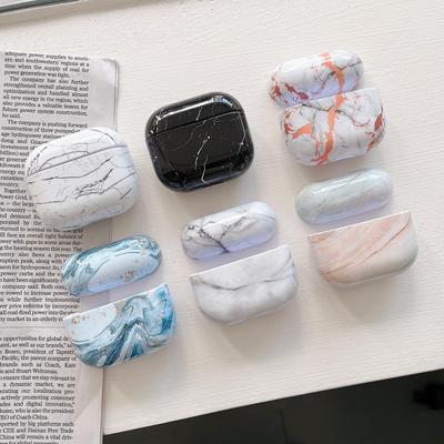 适用Airpod大理石耳机套airpods pro Case新款PC水贴耳机套Pro2防摔全包亲肤小红书保护套