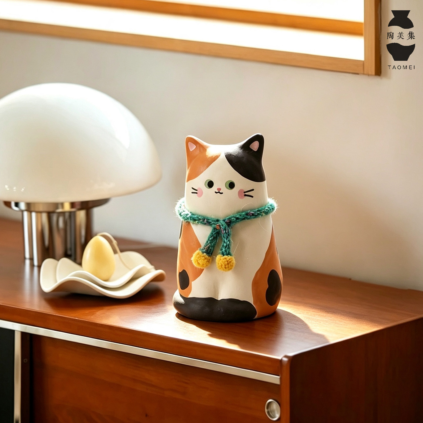 高级感可爱猫陶瓷花瓶桌面装饰品图片