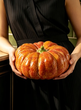 陶瓷南瓜桌面创意摆件中古风居家软装装饰品客厅玄关大号瓜果摆件