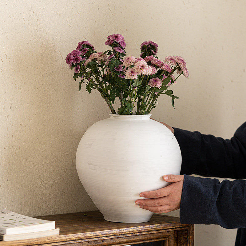景德镇粉引花瓶纯手工陶瓷花器现代居家装饰插花摆件书房客厅玄关,家居饰品,花瓶,淘宝优惠券,粉丝福利购,淘宝优惠卷