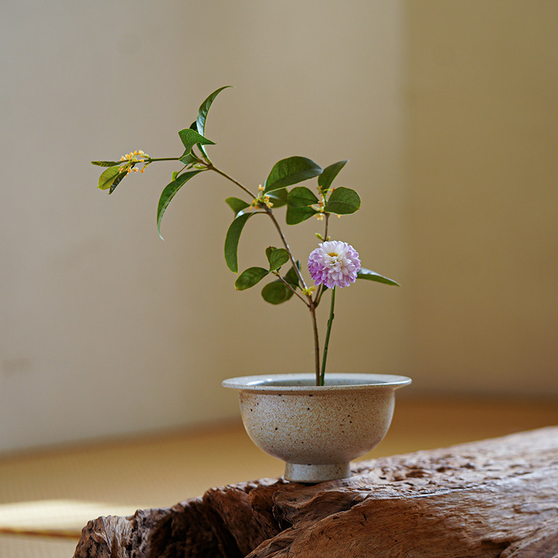 景德镇手工粗陶花器侘寂风插花器花艺专用复古风宋代美学花道配件
