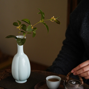 饰品 景德镇手工宋风陶瓷花瓶禅意复古花艺插花器摆件客厅玄关装