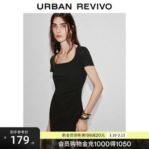 UR2026春季新款女装气质褶皱收腰U型领连衣裙UWM760044