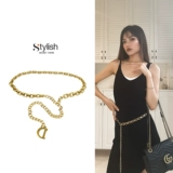 Цепочка с буквами, металлическое платье, украшение для ногтей, ремень, утягивающий пояс на талию, французский стиль, в стиле Шанель