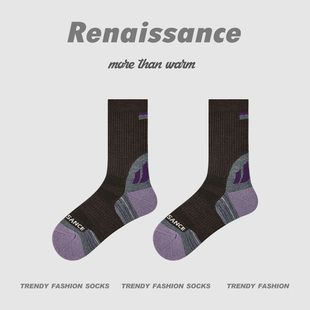 Renaissance美利奴羊毛袜子女高筒徒步跑步袜加厚防臭透气登山袜