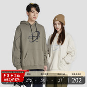 分割设计原创潮牌男秋季 PMET 铆钉印花连帽卫衣 宽松休闲抓绒上衣