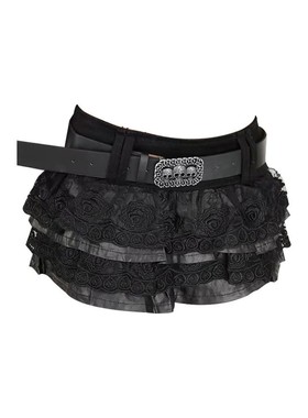 Women Dark Academia Gothic Mini Lace Skirt With Belt Gyaru H