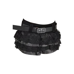 Women Dark Academia Gothic Mini Lace Skirt With Belt Gyaru H