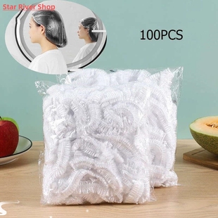 100 Pcs Disposable Shower Caps Hat Clear Spa Hair Salon Hote