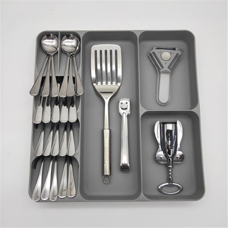Three-in-one large knife and fork drawer organizer spoon for