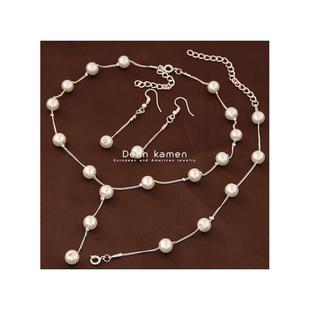 women fashion pearl sweater chain necklace earring bracelet
