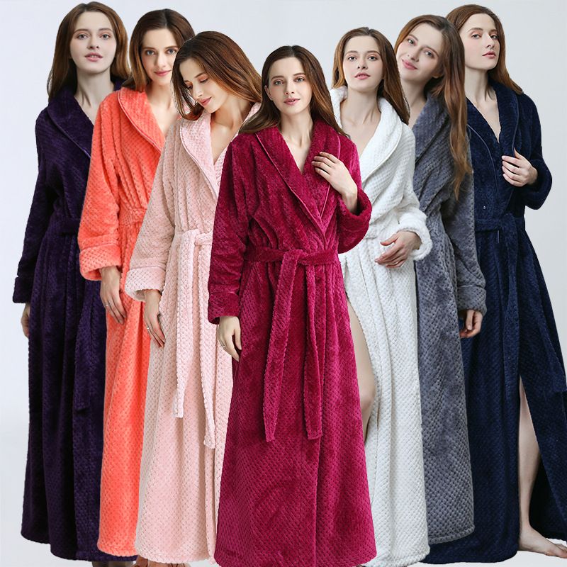 Dressing Gown Women Winter Warm Bathrobe Pajamas 一体式浴袍