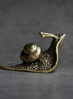 Solid Pure Brass Snail Figurines Miniature Simulation Animal