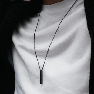 hot classic Rectangle Pendant Necklace men Stainless Steel B
