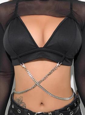 sexy long sleeve black fitted crop mesh sleeve top women sm