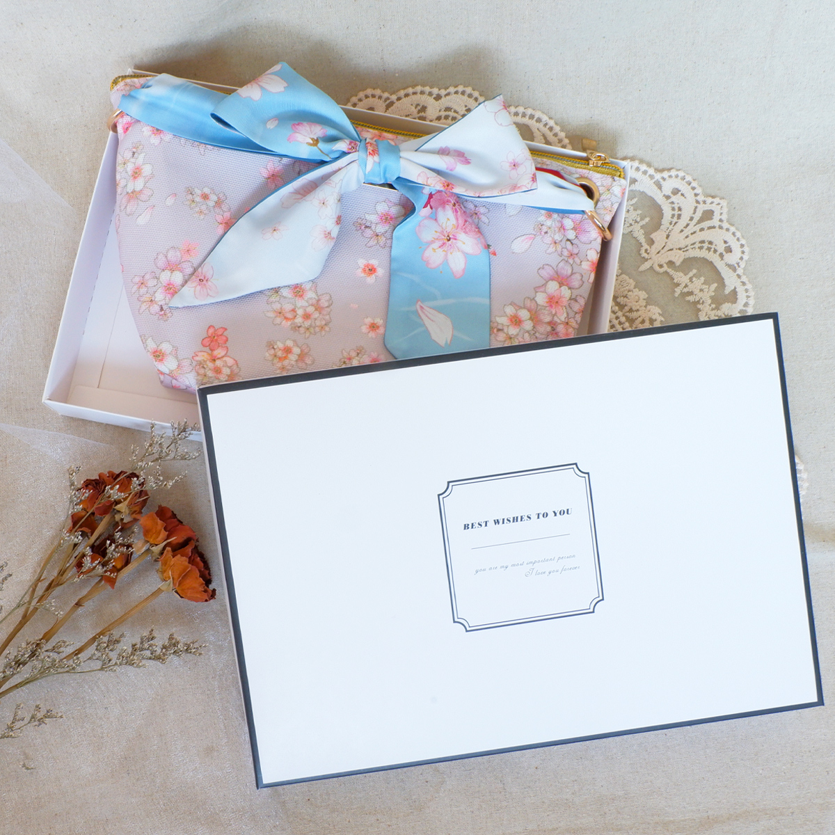 Stephy樱花丝巾手抓包两用斜背包