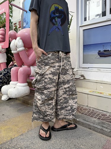 迷彩七分裤水洗街头做旧工装裤