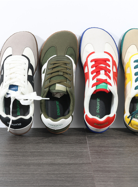 外贸SAGUARO牛反绒拼接帆布4E宽楦健身综合平底赤足训练越野跑鞋