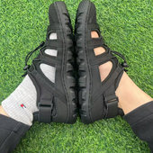 夏季 4E宽楦赤足轻便薄底多功能健身办公开车运动凉鞋 男女