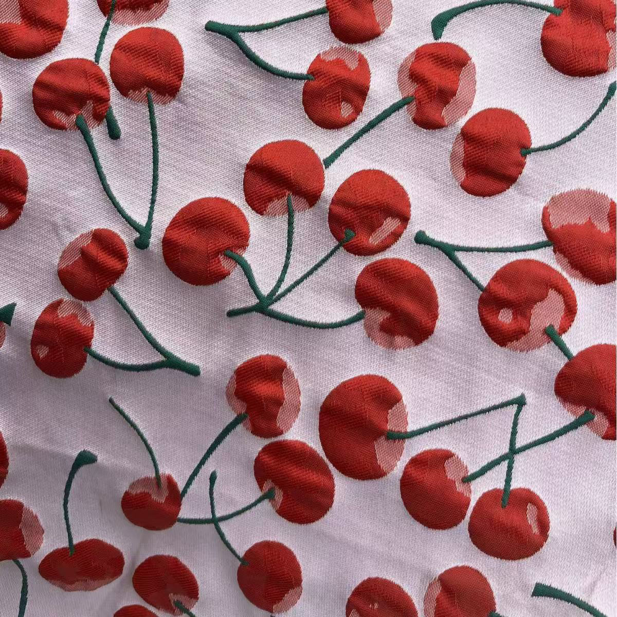 无弹色织樱桃车厘子水果提花面料