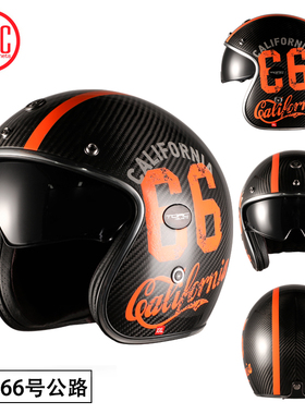 TORC碳纤维复古半盔摩托车头盔男女款春夏哈雷机车头盔认证3C四季