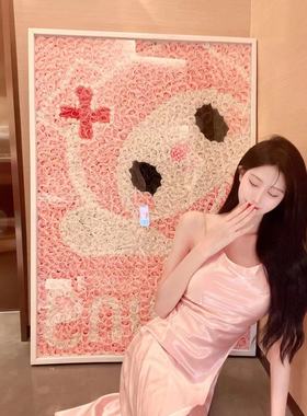 美乐蒂永生花墙网红送闺蜜女友生日七夕520圣诞节礼物图案定制