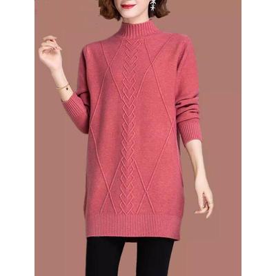 恒源祥集团彩羊清仓半高领羊毛衫中长款女士加厚宽松大码打底毛衣