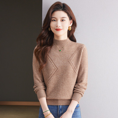恒源祥集团彩羊羊毛衫半高领毛衣加厚洋气中老年妈妈女装打底衫