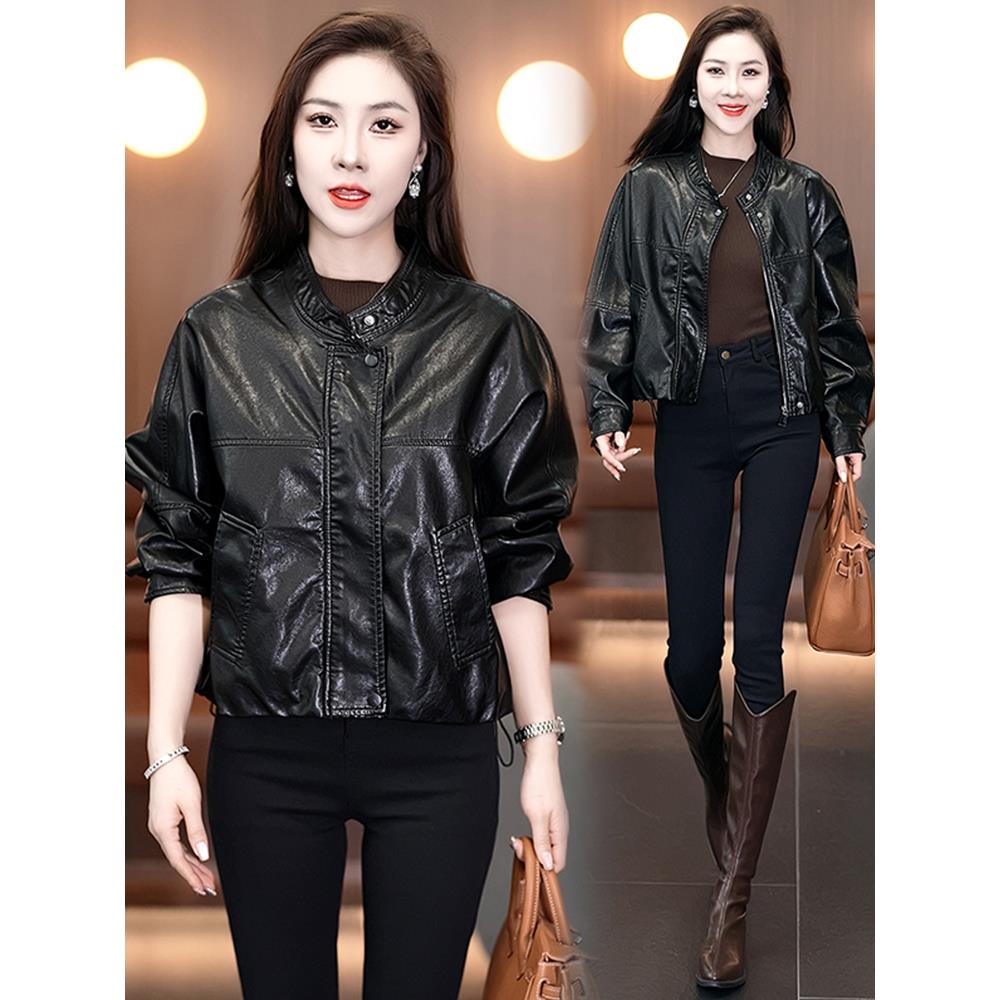 MONLOUVE短款皮衣外套春秋2025新款女装今年流行时尚洋气秋装机车