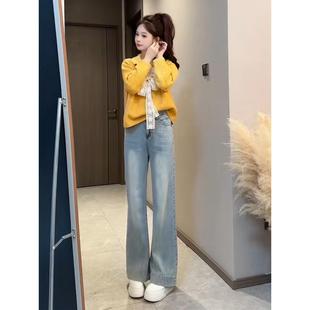 MONLOUVE2025新款高级感黄色针织衫阔腿裤套装女秋季小个子减龄显