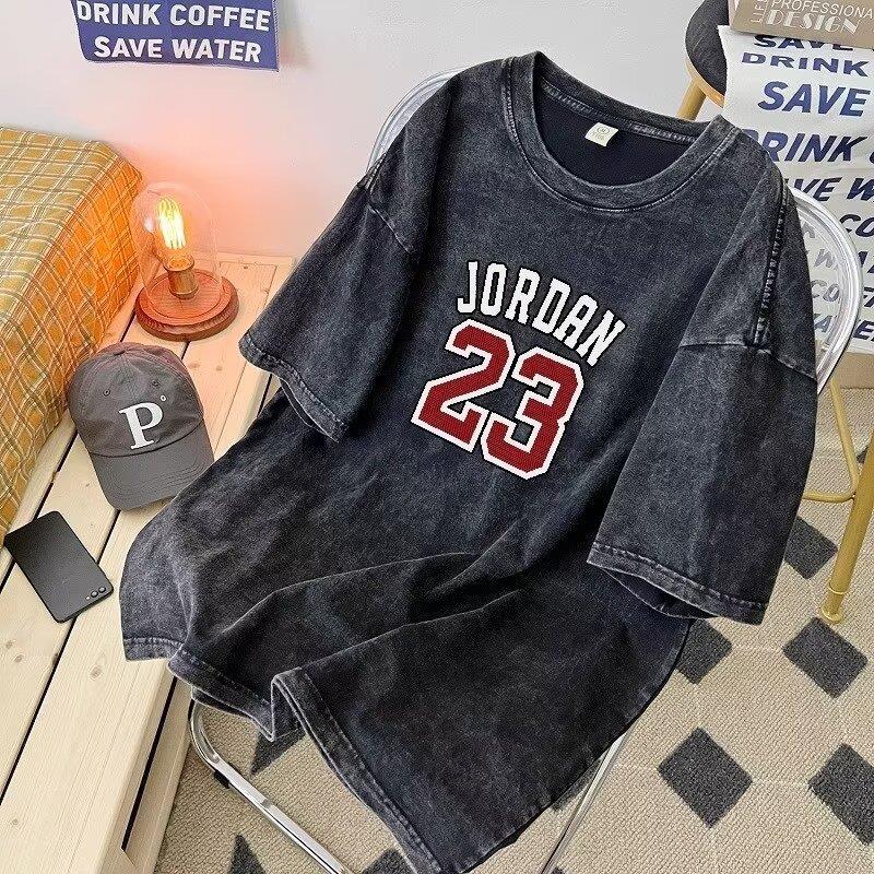 short bottoming style washed T-shirt sleeves distressed