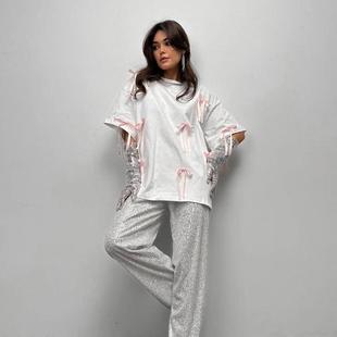 Short lazy shirt women casual for bow contrast loose