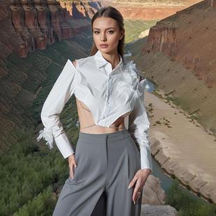 for irregular backless lace off shirt shoulder