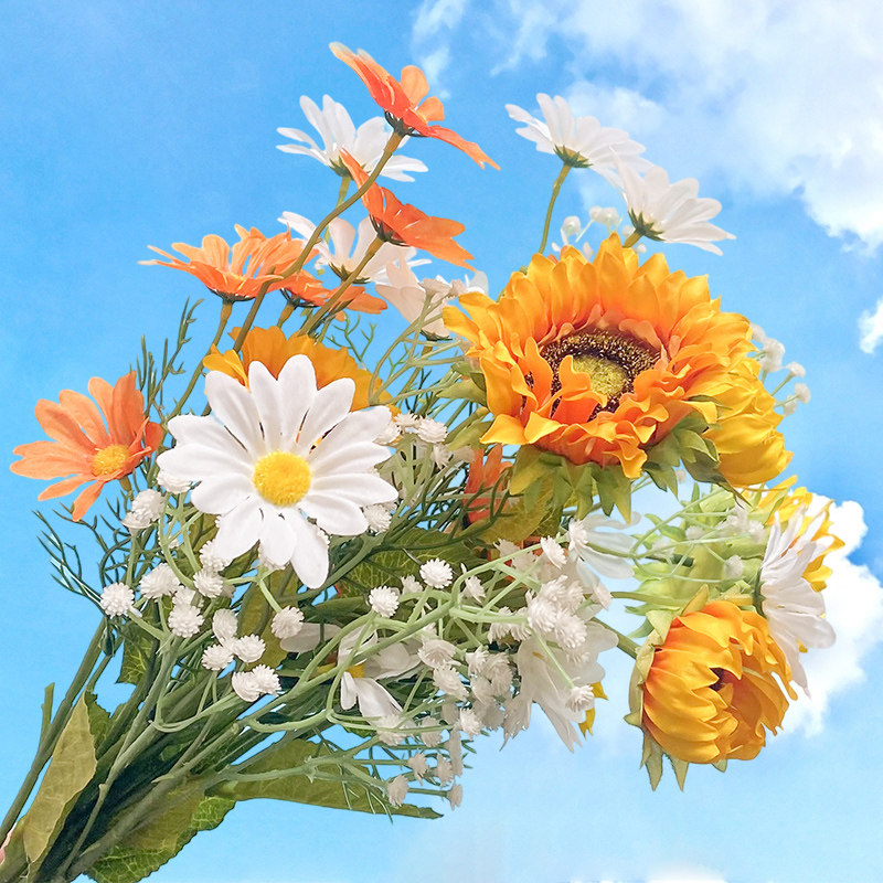 向日葵仿真花小雏菊假花花束摄影写真拍照手捧花束女装店橱窗装饰