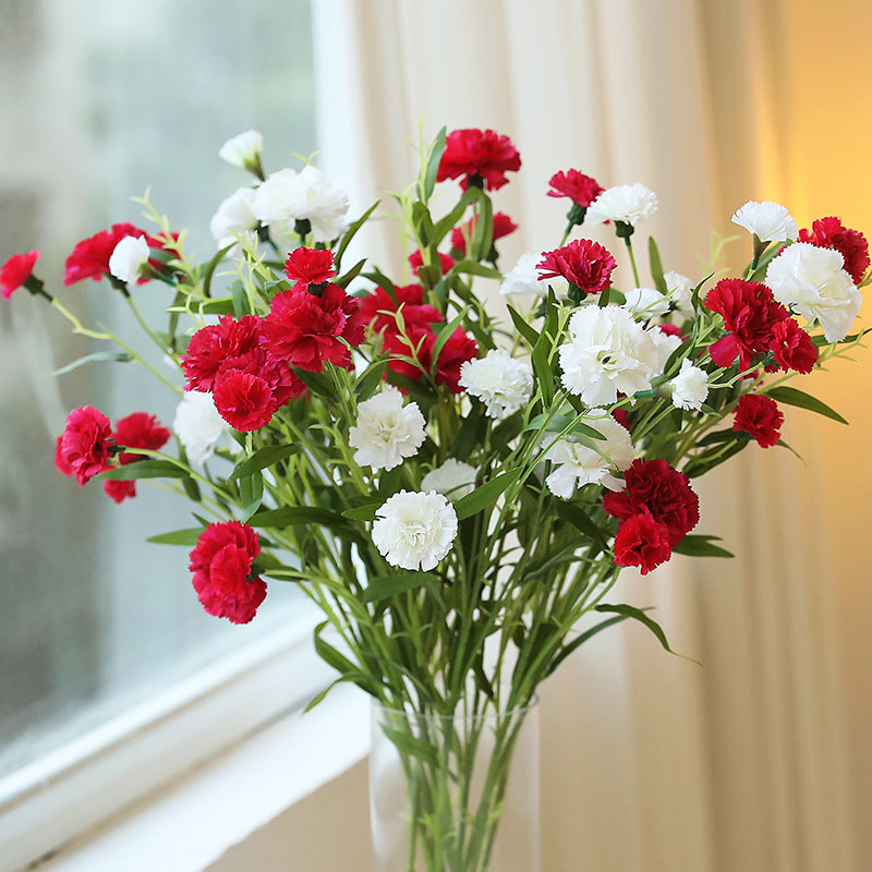 康乃馨仿真花母亲节花束客厅假花摆件手捧花束拍照摄影道具装饰品