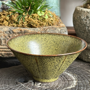 景德镇茶叶末釉柴窑茶叶末建盏鹧鸪斑大号手工铁胎斗笠杯杯杯家用