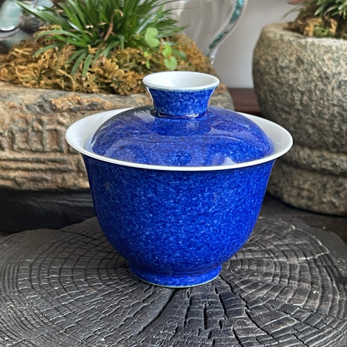 景德镇手工茶器洒蓝盖碗容量110cc