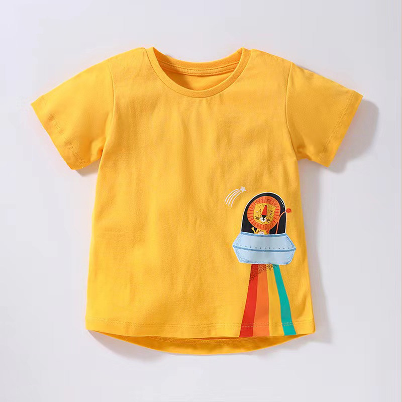 男童短袖t恤夏外贸童装卡通火箭飞船儿童纯棉t恤宝宝圆领男孩衣服,童装/婴儿装/亲子装,T恤,淘宝优惠券,粉丝福利购,淘宝优惠卷