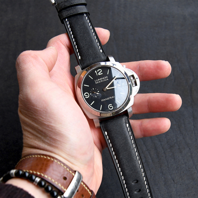 Benchmark 意大利高档进口皮表带黑色 适配沛纳海martino系列