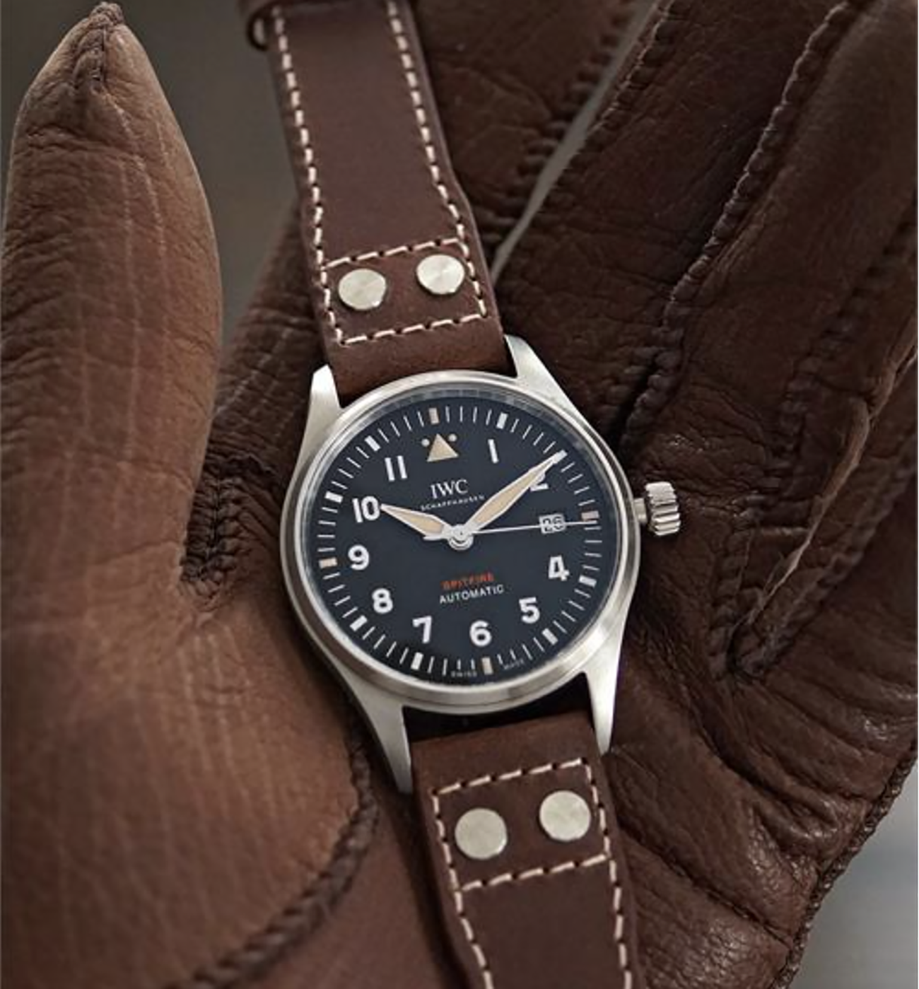 Benchmark 适配万国表带飞行员马克十八葡萄牙手工铆钉原装真皮