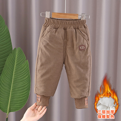 儿童三层加厚棉裤2025冬季新款男女童韩版宽松一条过冬外穿棉裤潮