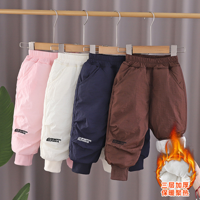 儿童宝宝冬季一条过冬棉裤男童时尚休闲裤小童夹棉三层加厚长裤潮