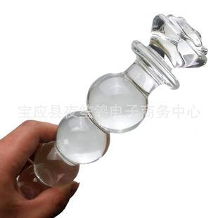 保密发货拉住玫瑰花臀部塞透明玻璃臀部门塞女用腰部自律扩张解压