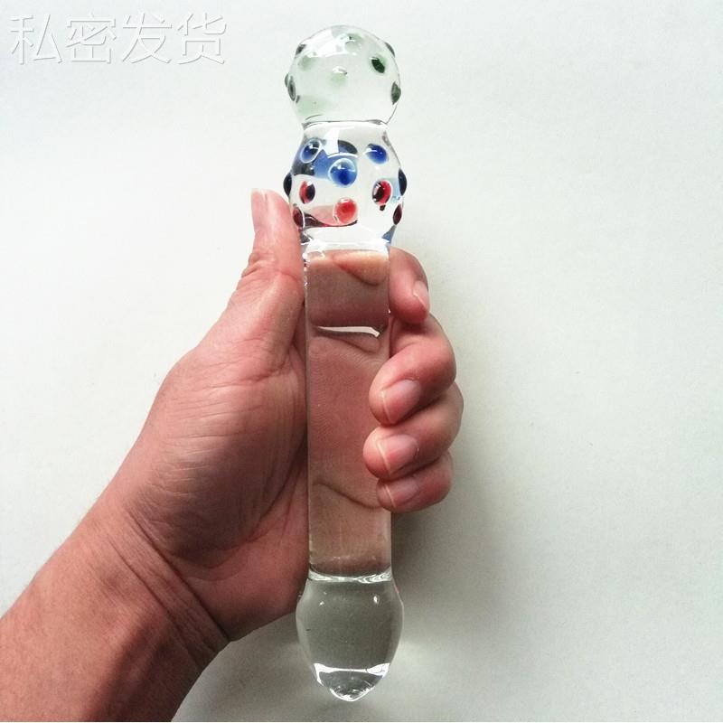 保密女用水晶榜榜 菊部门塞女用器 透明玻璃榜 爱心局部按摩器放