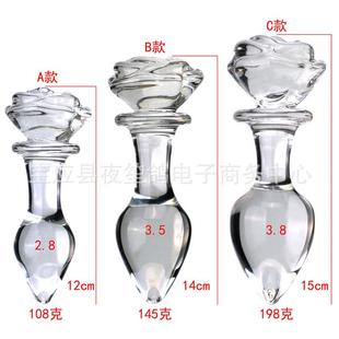 保密发货白色玫瑰花透明玻璃臀部塞女人用自律教导腰部臀部门塞解