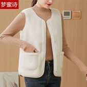 外搭秋冬时尚 2025新款 一体羊羔绒百搭马甲女韩版 加厚加绒背心外套