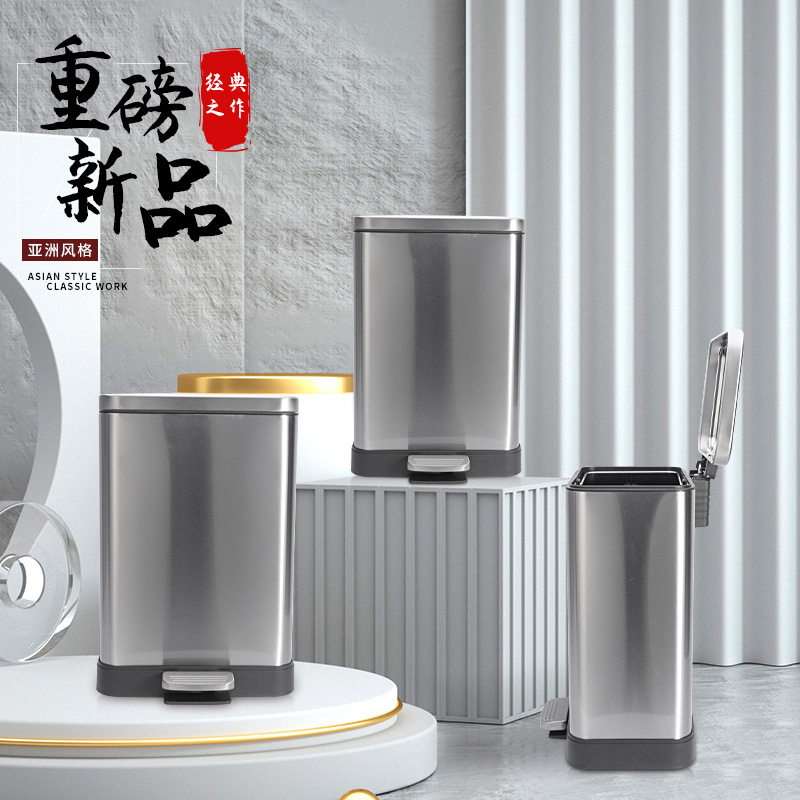 方形带盖垃圾桶不锈钢厨