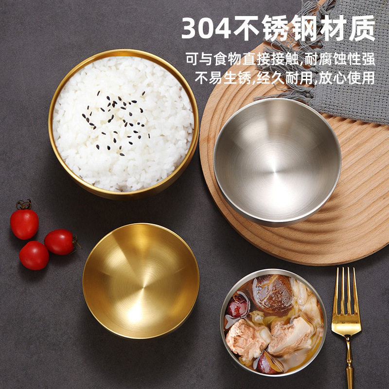 韩式304不锈钢米饭碗双层