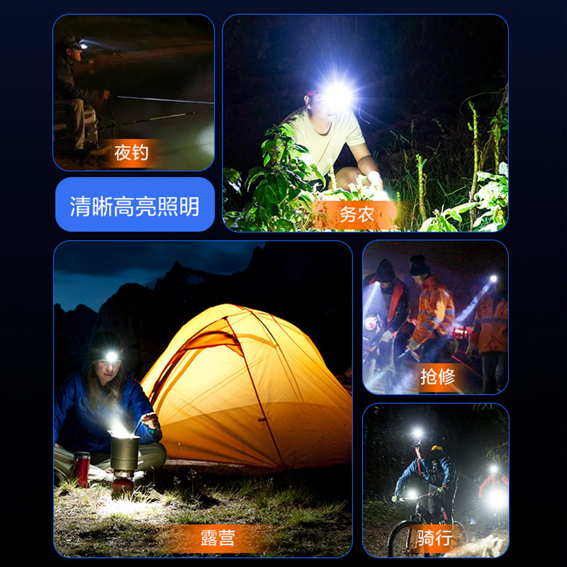 康铭头戴式头灯强光充电