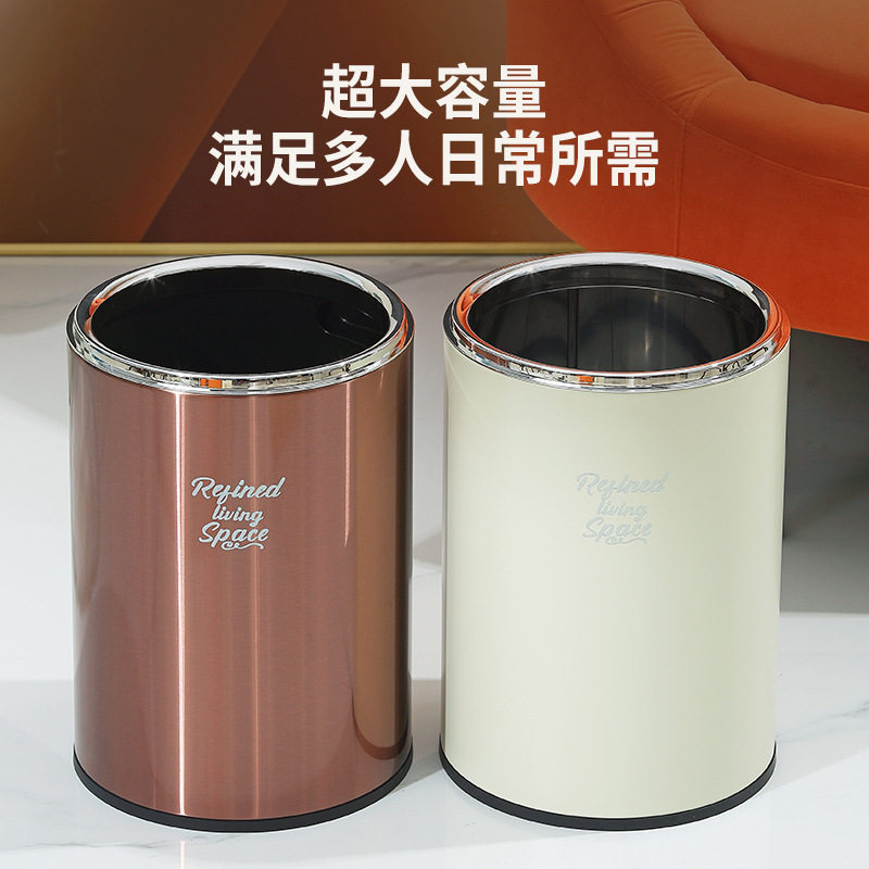 不锈钢无盖双层垃圾桶酒